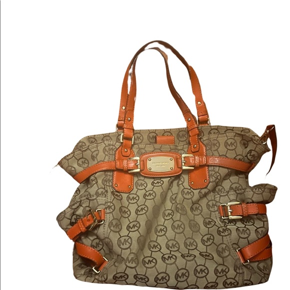 Michael Kors Handbags - Michael Kors Circle MK logo with orange leather hardware